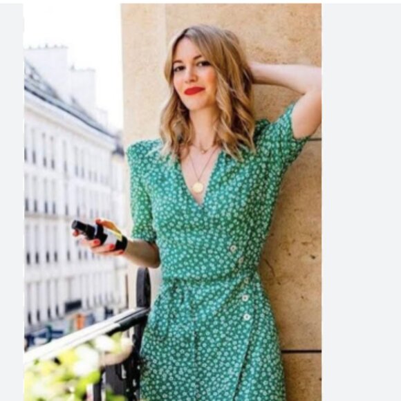 Rouje Paris Gabin Floral Print Wrap Midi Dress - Picture 2 of 11